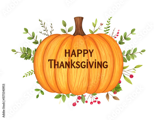 A vibrant orange pumpkin with 