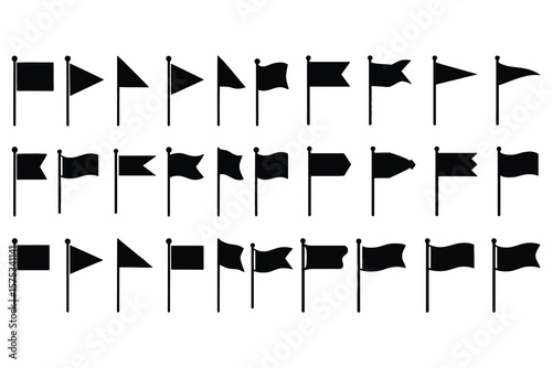 Black flag icons various shapes banner pennant