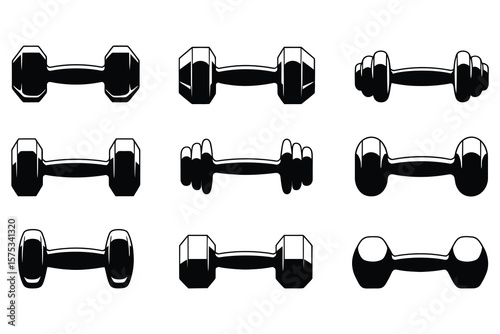 Black dumbbells workout equipment weight exercise