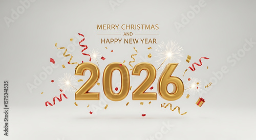 Festive New Year 2026 Greeting with Gold Accents