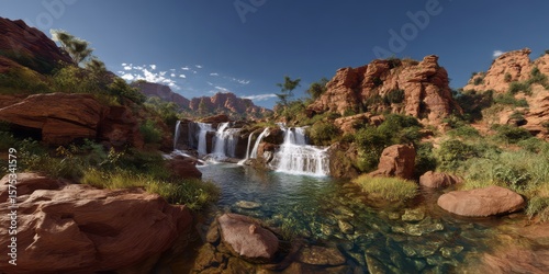 Waterfall adventure nature hdr panorama 360 degrees stunning landscape