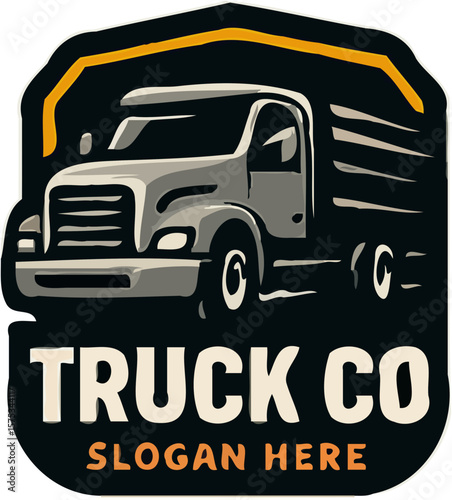 bold truck mascot logos in badge style with high-contrast colors, perfect for transport or trucking brands.