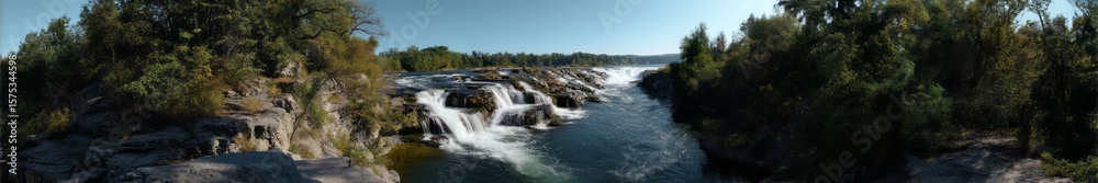Fototapeta premium Panoramic 360 degrees waterfall view nature hdr landscape hdri