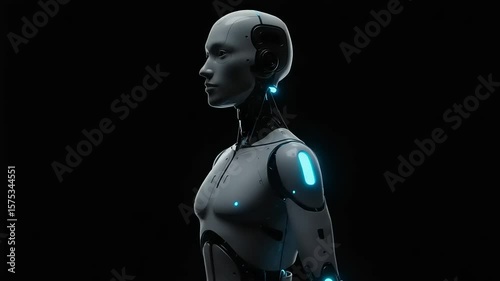 Detailed view of a futuristic robot figure