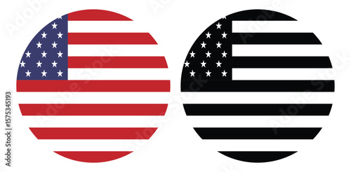 USA national flag isolated on white and black