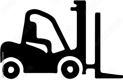 forklift truck icon in bold black silhouette for warehouse and industrial logistics illustrations