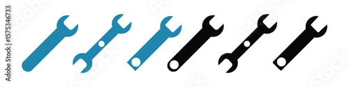 Wrench spanner tool and combination spanner open box. wrench and screwdriver repair and tool icons set. crossed wrenches tool repair service maintenance equipment .
