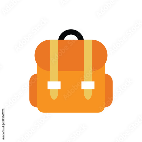 Backpack emoji satchel. Back to school flat illustration Kids school bag template. Travel and luggage. Vector illustration. . 