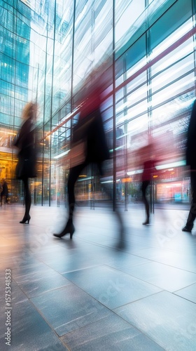 motion blur people walking in business Center and time flies concepts