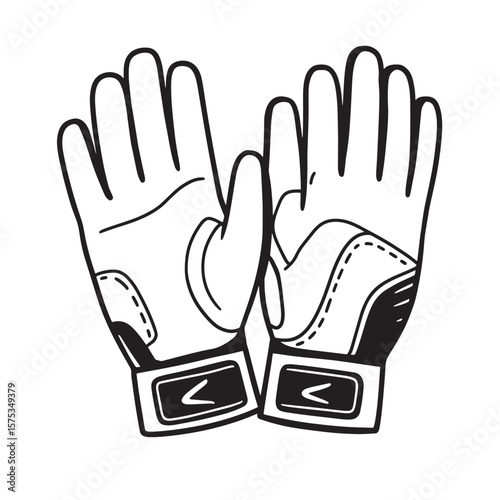 Baseball glove illustration with vector style showing two pairs of gloves in black and white