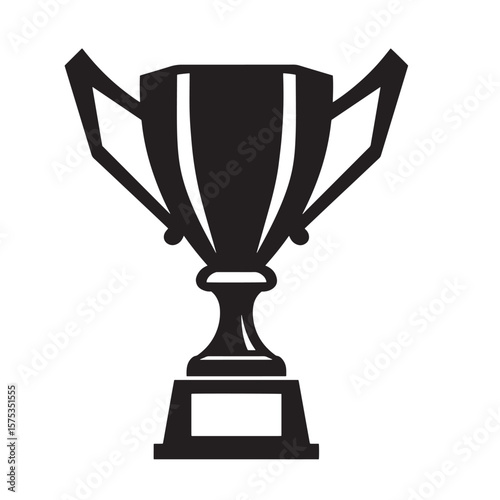 Elegant black and white award trophy symbolizing achievement and success on white background