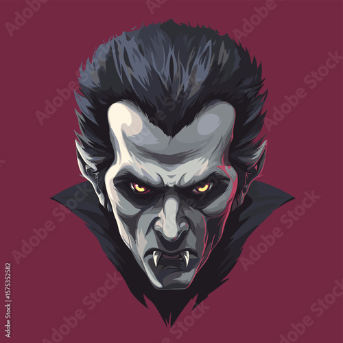 Vector Scary Evil Vampire Face Logo, Illustration