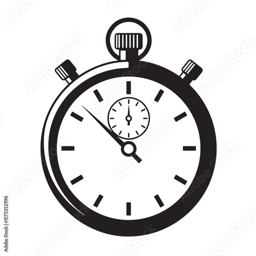 Simple black and white stopwatch illustration representing time management and measurement concepts