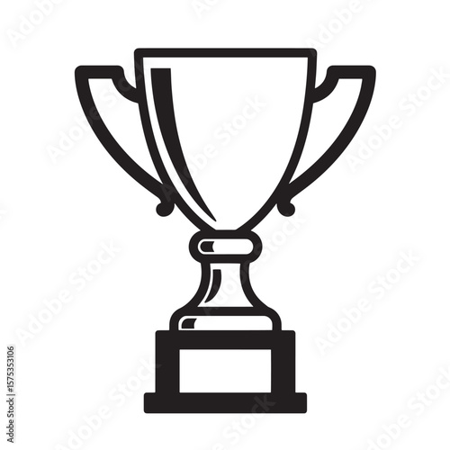 Simple black and white trophy icon representing achievement and success concept