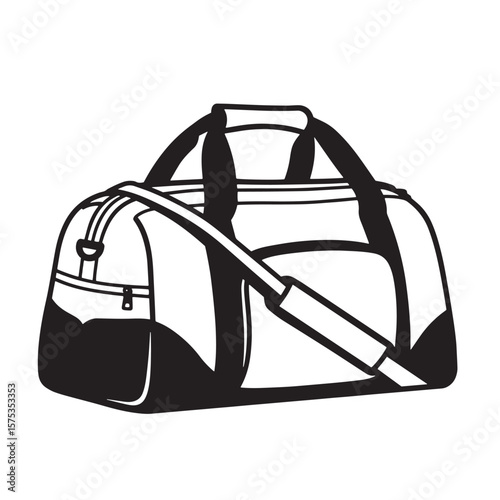 Stylish illustrated duffel bag with shoulder strap perfect for travel and gym activity.