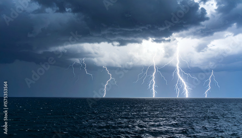 Lightning Storm over Ocean.