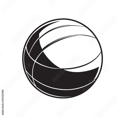Abstract black and white volleyball ball illustration depicting sport and athleticism imagery