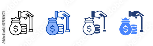Retirement Fund icon set multiple style collection