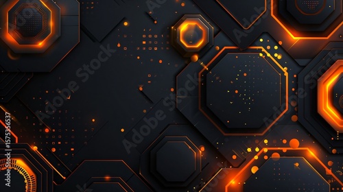 Orange background with geometric shapes and textures for corporate or tech design