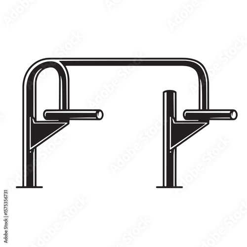 Black and white illustration of outdoor exercise equipment perfect for fitness and health