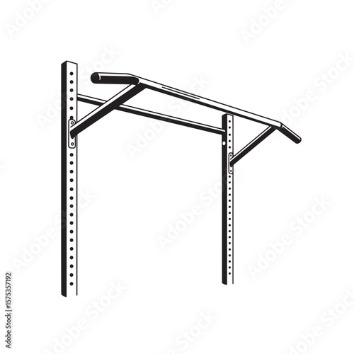 Black and white vector illustration of a pull up bar for fitness and exercise