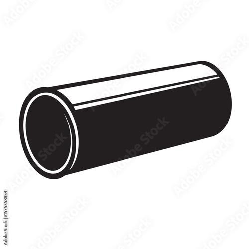 Simple black and white illustration of a cylindrical pipe isolated on a white background