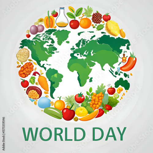 The world food day on white background