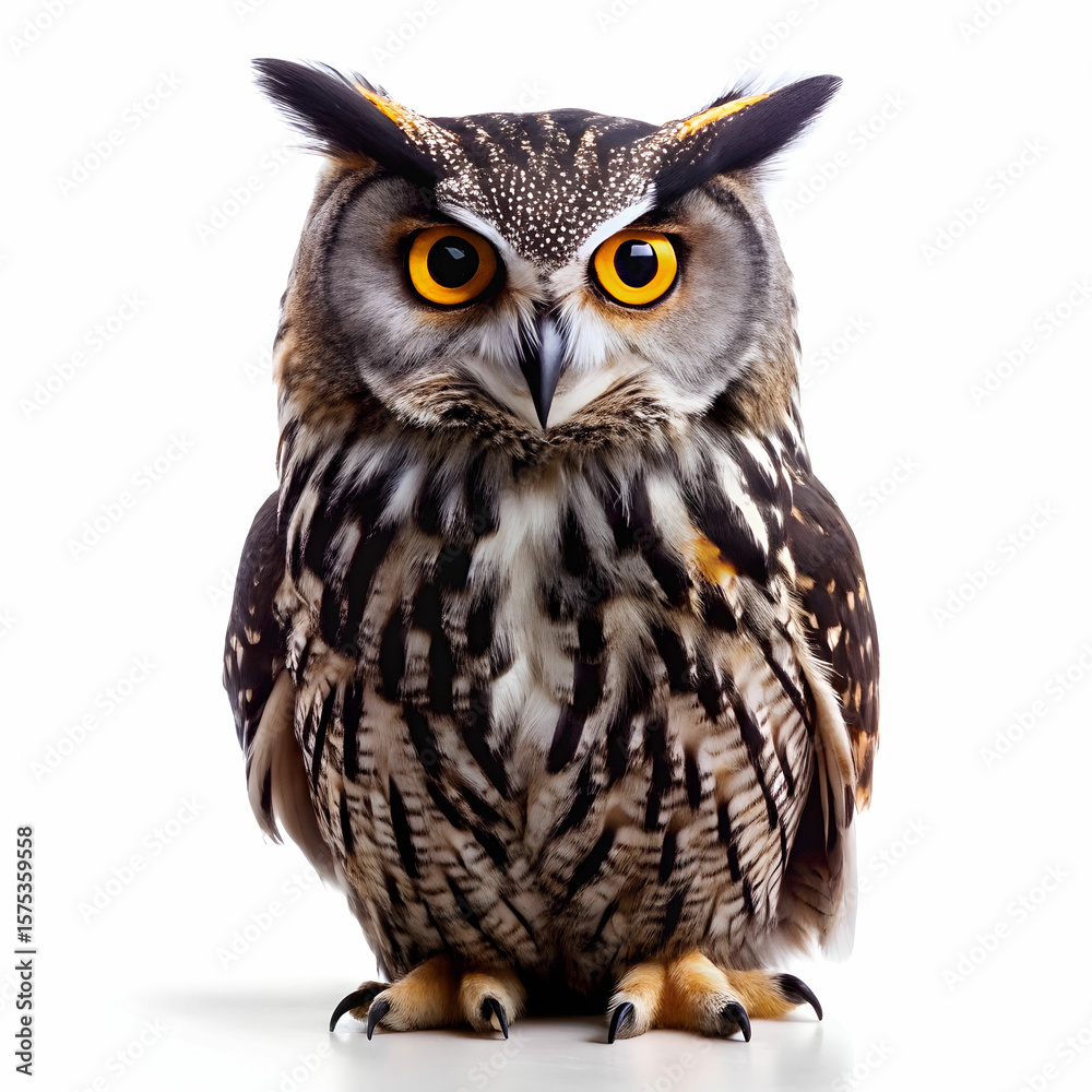 Obraz premium black owl on isolated on white background