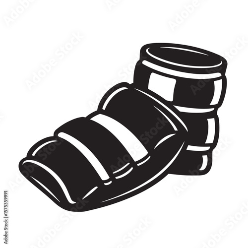 Vector illustration of two sleeping bags stacked in a clean black and white design