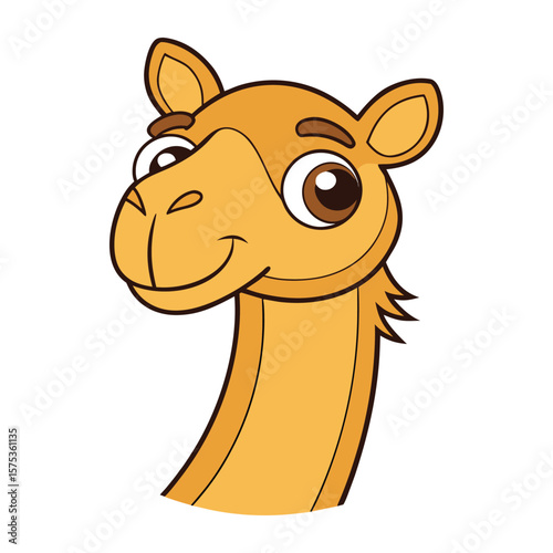 Cute One-Hump Cartoon Camel with Big Eyes