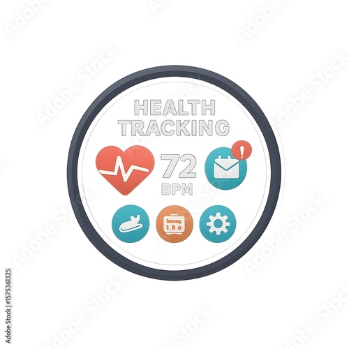 Futuristic Smartwatch Interface Design
 | A modern smartwatch with a digital screen showing fitness, heart rate, notifications — ideal for wearable tech designs.