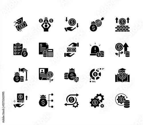 Financial freedom editable stroke icon set