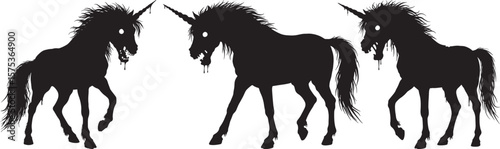 Zombie Unicorn Walking With Bloody Horn silhouette