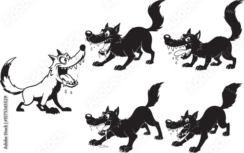 Hungry Cartoon Wolf Character silhouette