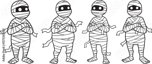 Cartoon Mummy Walking Creepy Character silhouette
