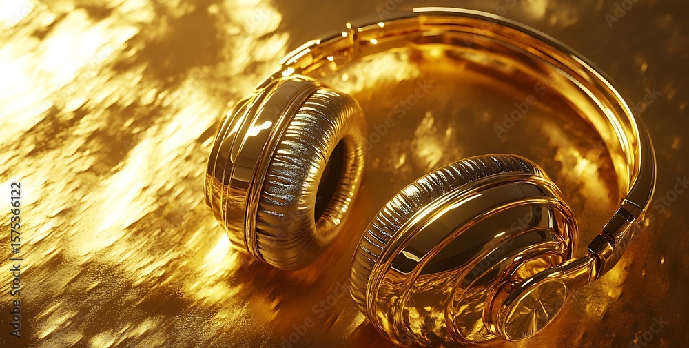 Gold Headphones on Textured Surface in Warm Glowing Light
Gold Headphones on Textured Surface in Warm Glowing Light