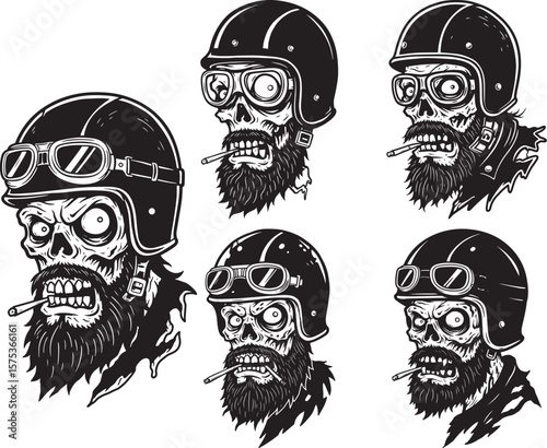 Zombie Biker Cartoon Character silhouette