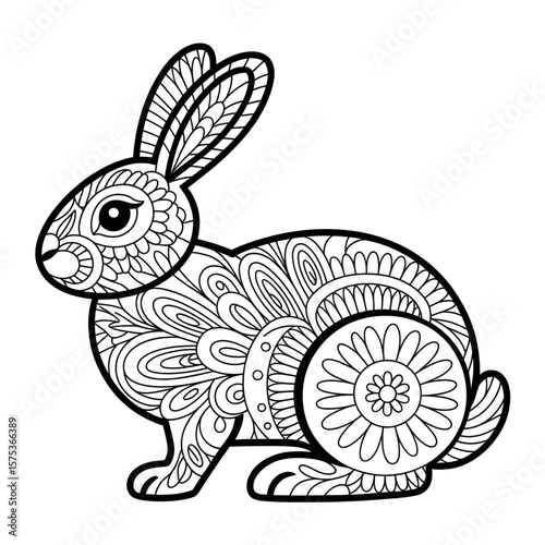 Beautiful mandala rabbit coloring page