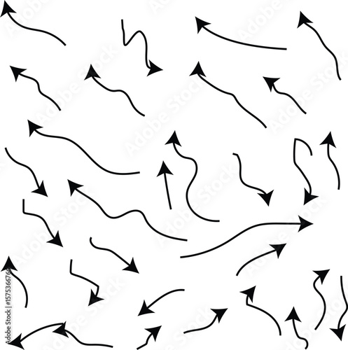 Arrows of Guidance: A collection of black arrows, meticulously hand-drawn and arranged in an array of directions, symbolizing movement, choice, and strategic direction.
