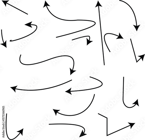 Arrow Variety: A collection of hand-drawn arrows in various shapes and directions, each one a testament to the dynamism and directional possibilities. Ideal for design or business concept.