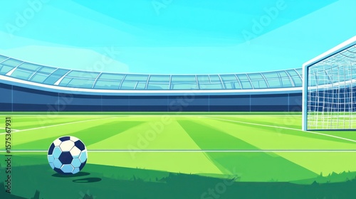 Cartoon soccer stadium with a ball