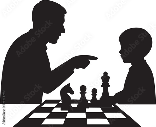 Minimalist Chess Silhouettes Vector Set – Strategy Game Pieces and Player Illustrations on White Background. world chess day.