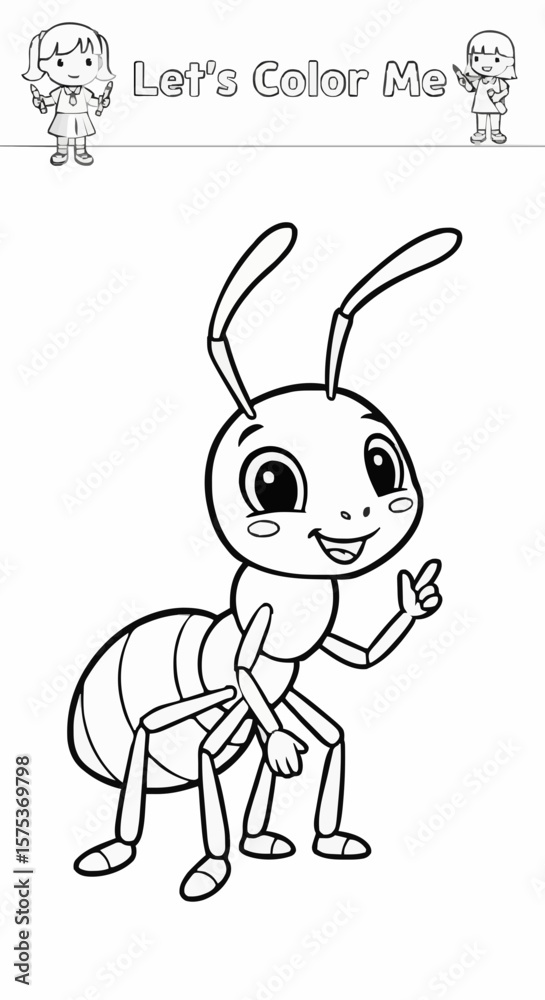 Naklejka premium Children's coloring pictures of an ant