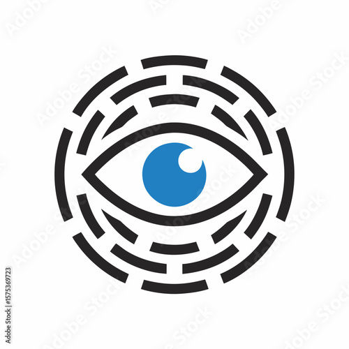 Cyber Vision Futuristic Digital Eye Vector Logo.