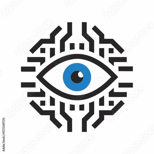 Cyber Vision Futuristic Digital Eye Vector Logo.