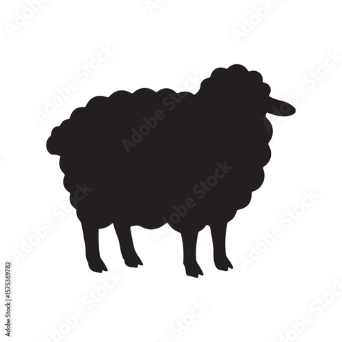 Cute sheep lamb silhouette isolated on white background. Lamb icon vector illustration design