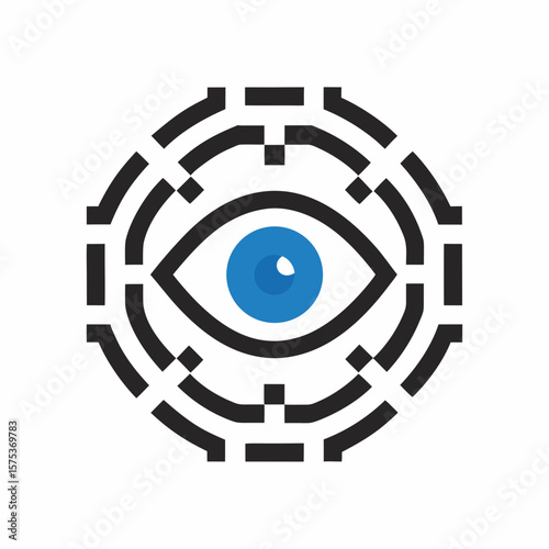 Cyber Vision Futuristic Digital Eye Vector Logo.