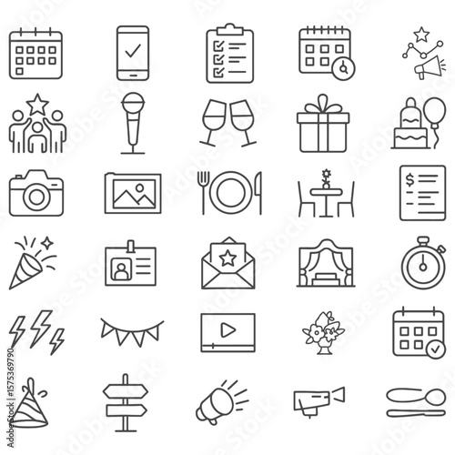 Event Planning Line Icons Pack – Unique & Professional Design for Organizers