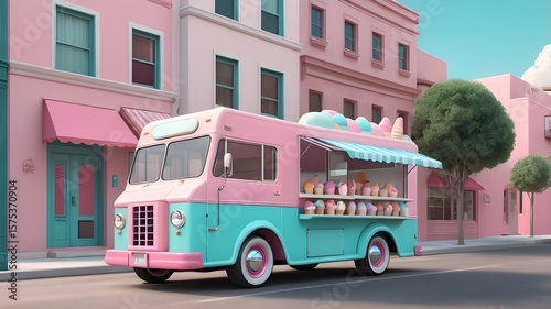 Retro Ice Cream Truck Vector
