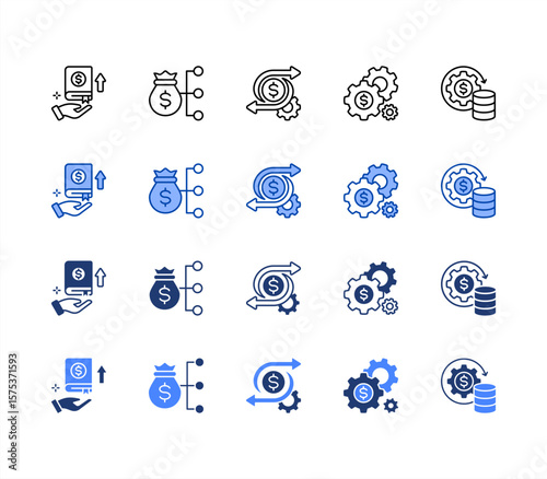 Financial freedom icon sheet multiple style Financial education, Income, Cash flow, Money management, Wealth management
